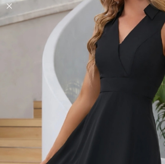 Black sleeveless knee length chiffon dress - Picture 3 of 3